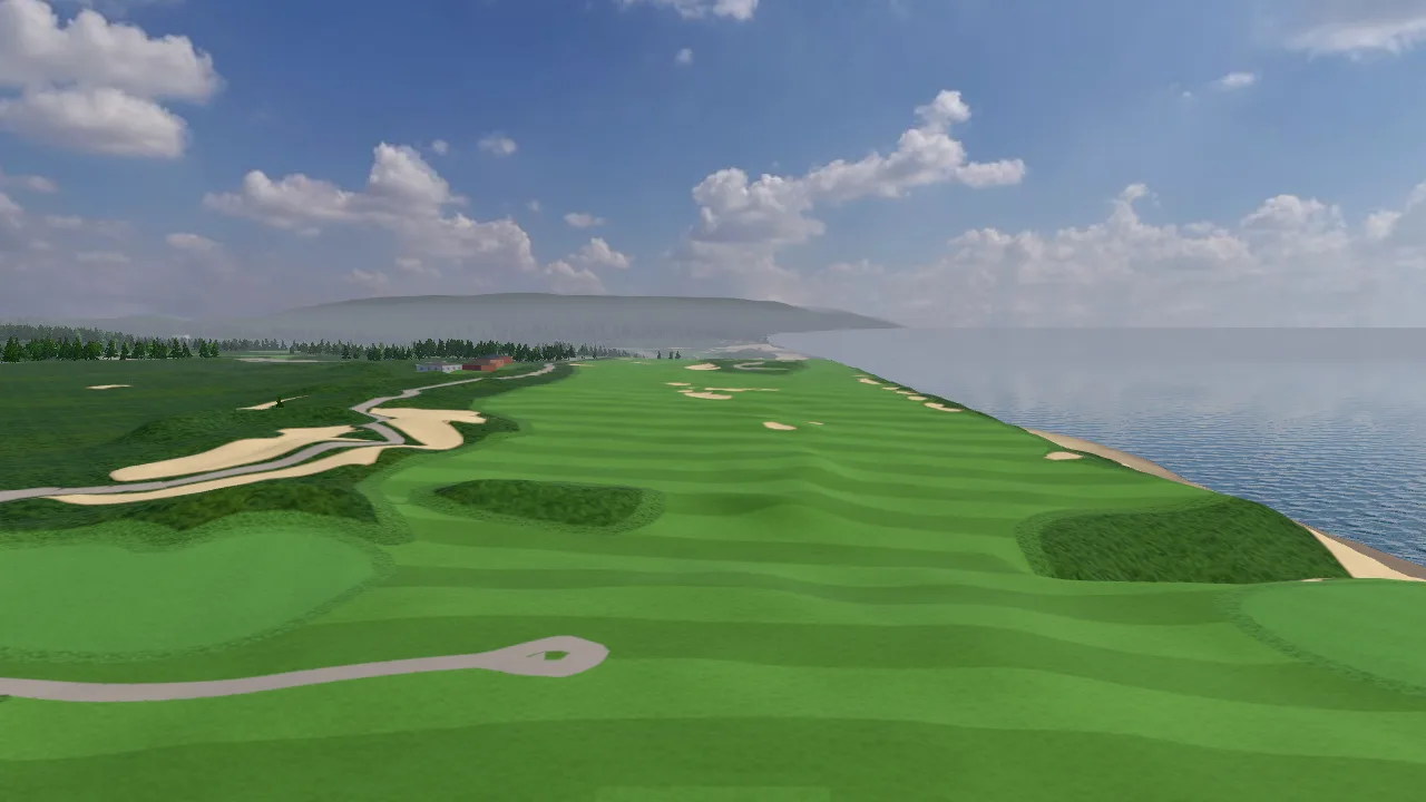 A fairway running along the sea, from the game.
